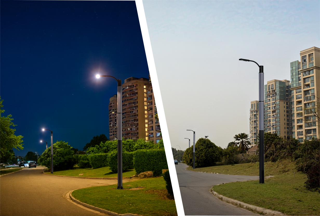 cylinder vertical solar street light residential lighting